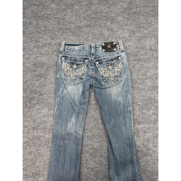 Miss Me Bootcut Jeans Women's 25 JW6207B Blue Embellished Flap Pocket Denim - Picture 13 of 16